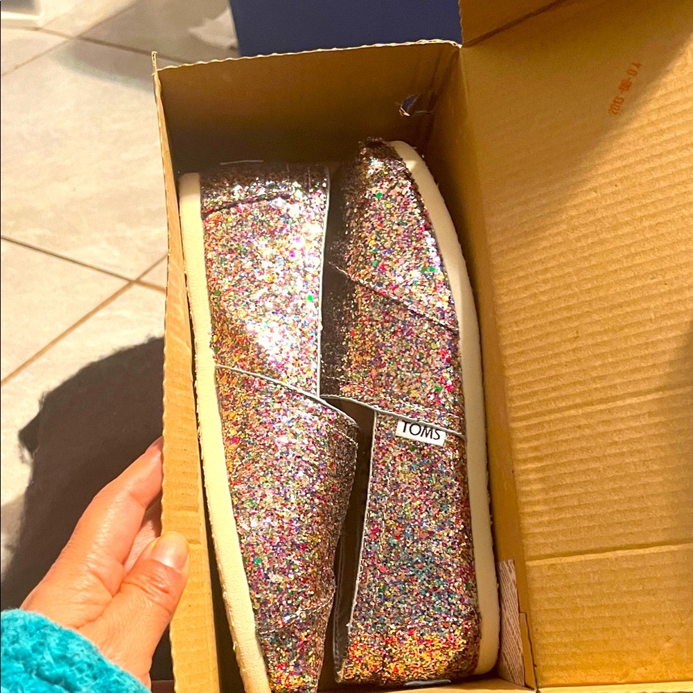 TOMS Kids Sparkly Glitter Slippers - Multicolor
